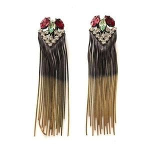 Iosselliani - 18k Gold Plated Brass Swarovski Crystal Fringe Earring